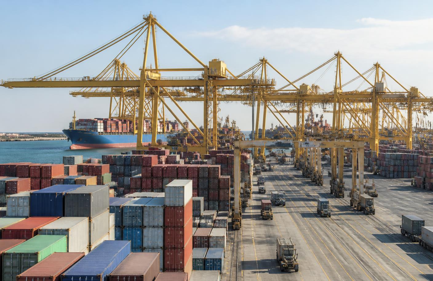 Container terminal and cranes at a Dubai port